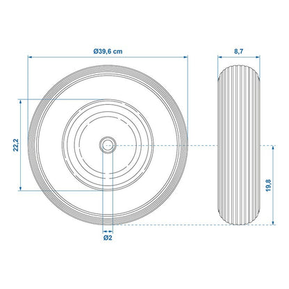 Roue PU avec jante métal 16" 4.00-8