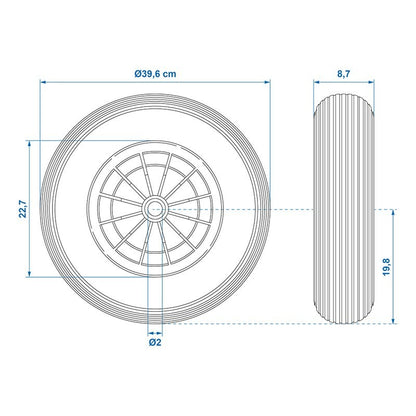 Roue PU avec jante plastique 16" 4.00-8