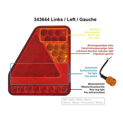 Feu arrière 5 fonctions 208x188mm 22LED gauche UK