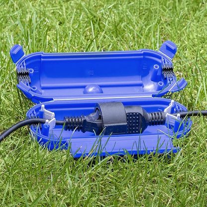 Boîtier de protection étanche pour protéger raccords de prises Schuko bleu