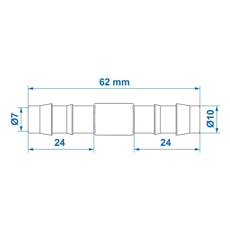 Raccord droit pour circuit d'eau 10mm 2 pièces dans blister
