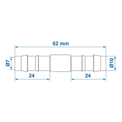 Raccord droit pour circuit d'eau 10mm 2 pièces dans blister