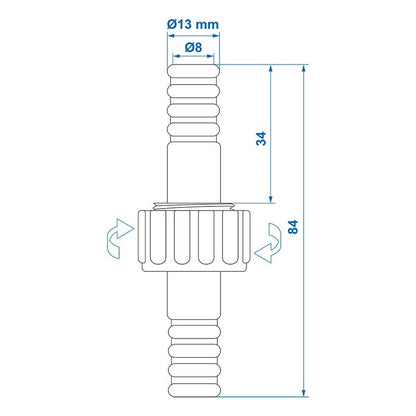 Raccord de tuyau d'eau 12mm dans blister
