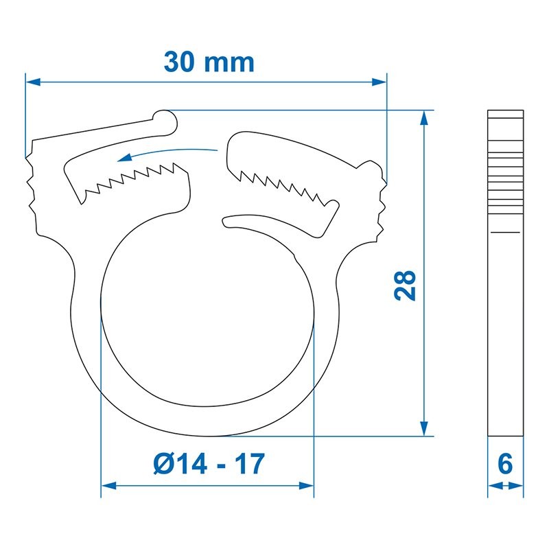 Collier de serrage 14-17mm 3 pièces dans blister