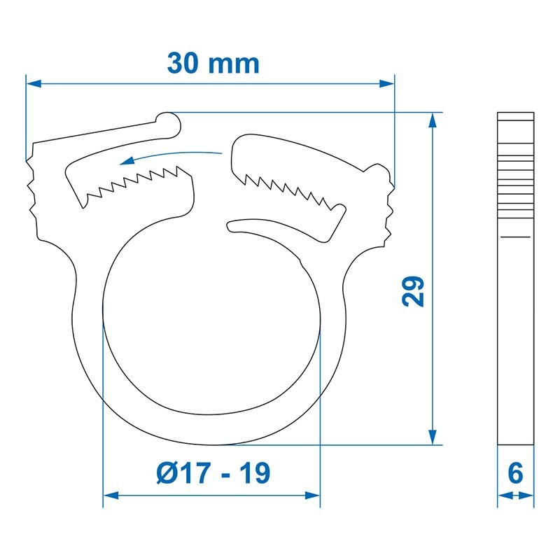 Collier de serrage 17-19mm 3 pièces dans blister