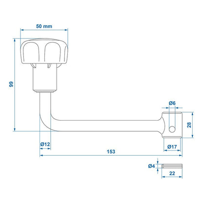 Manivelle pour roue jockey 60mm 341512