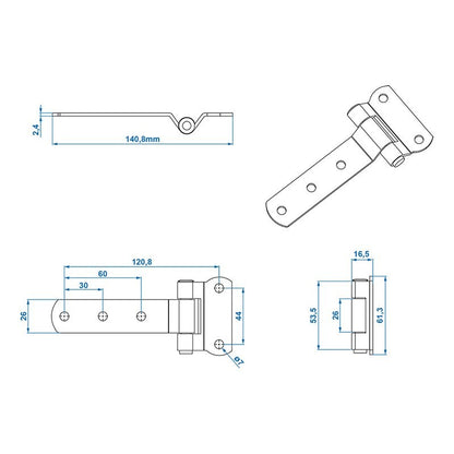 Charnière de porte 143x61mm dans blister