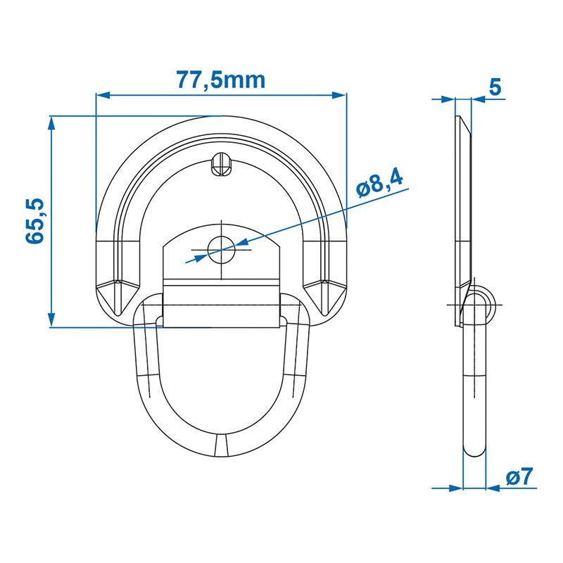 Anneau d'arrimage 76x66mm dans blister