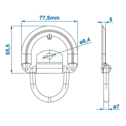 Anneau d'arrimage 76x66mm dans blister