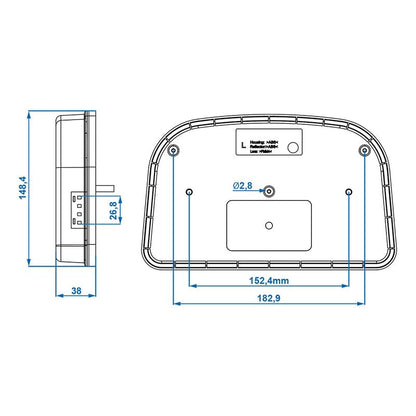 Feu arrière 6 fonctions 240x150mm LED gauche