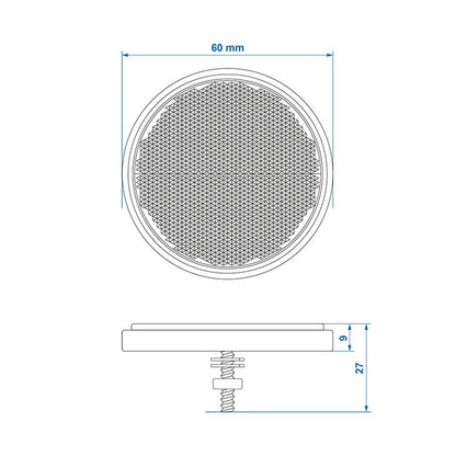 Réflecteur orange 60mm avec boulon 5mm dans blister