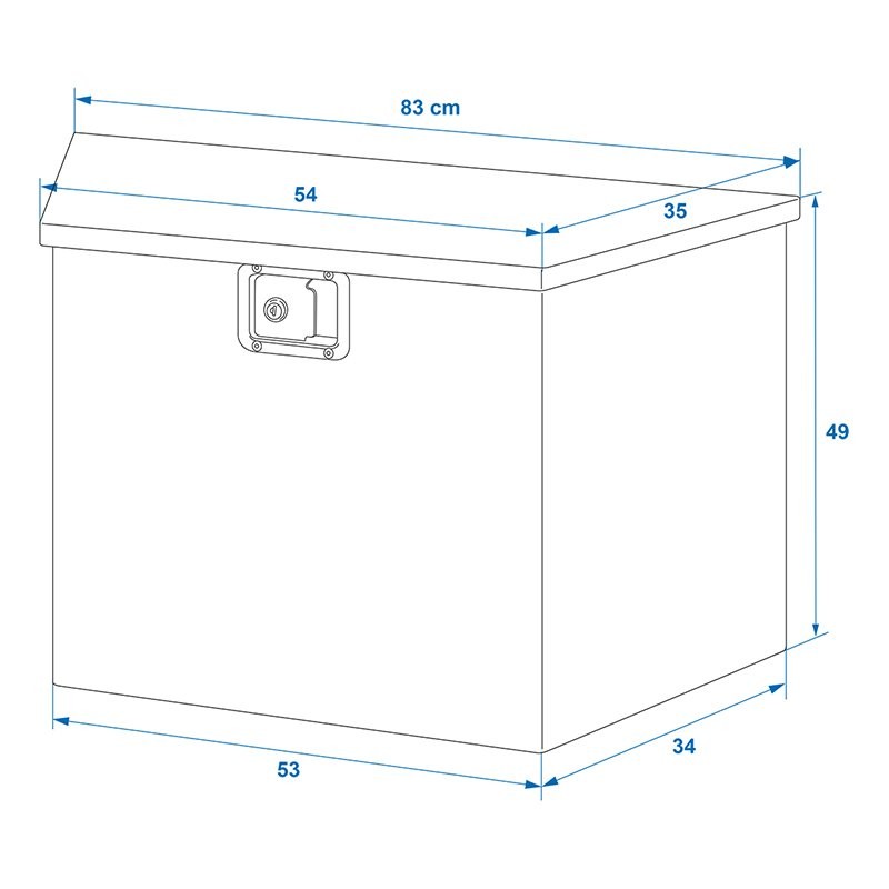 Boîte à outils aluminium pour remorque 830/540 x 360 x H490 mm