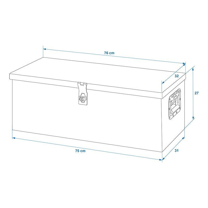 Boîte à outils aluminium pour remorque 760 x 320 x H270 mm