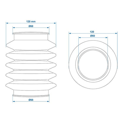 Soufflet pour commande de frein 60/70 L=165 convient à Knott KF/KFG 27-30