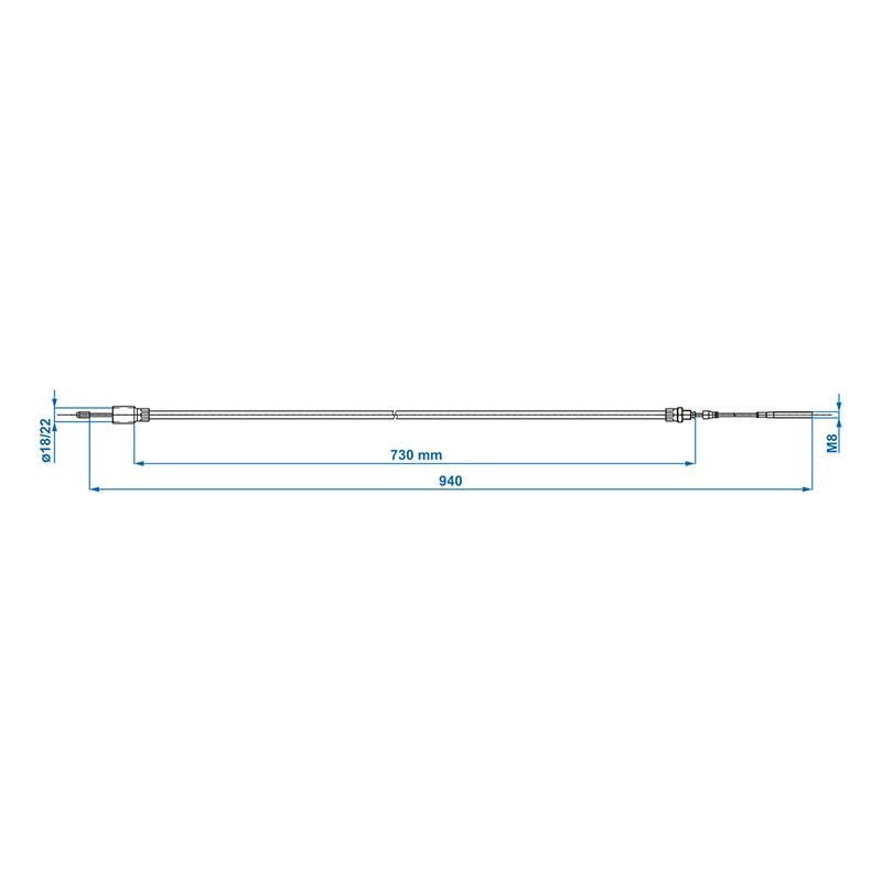 Câble de frein 730/940mm cloche Ø22mm convient à Knott/Schlegl/Nieper/Avonride/BPW