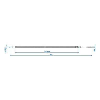 Câble de frein 730/940mm cloche Ø22mm convient à Knott/Schlegl/Nieper/Avonride/BPW