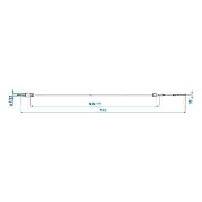 Câble de frein 930/1140mm cloche Ø22mm convient à Knott/Schlegl/Nieper/Avonride/BPW