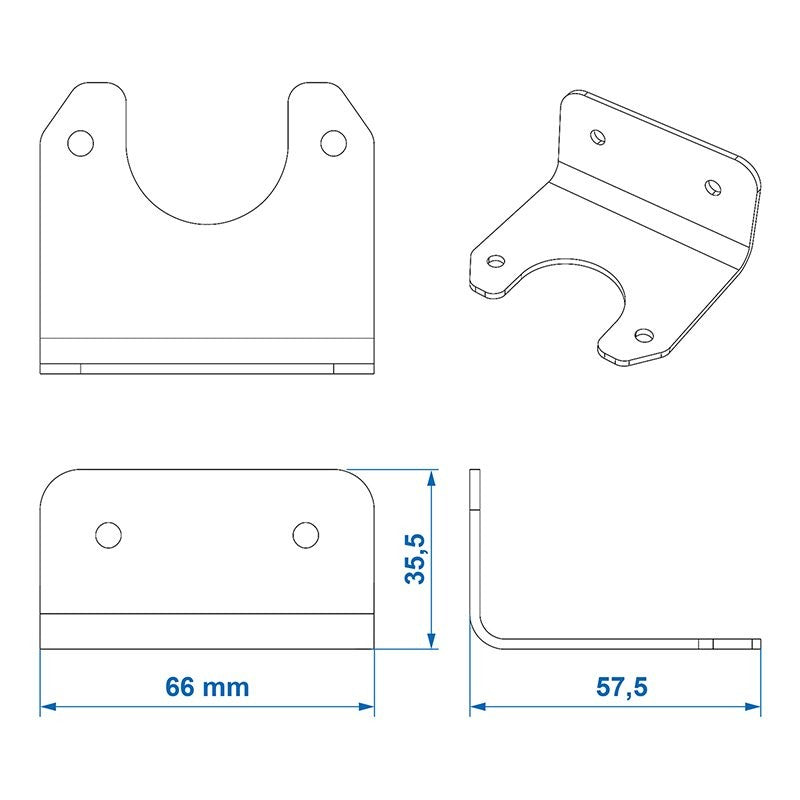 Support de prise métal incliné 6,6 x 5,7 cm