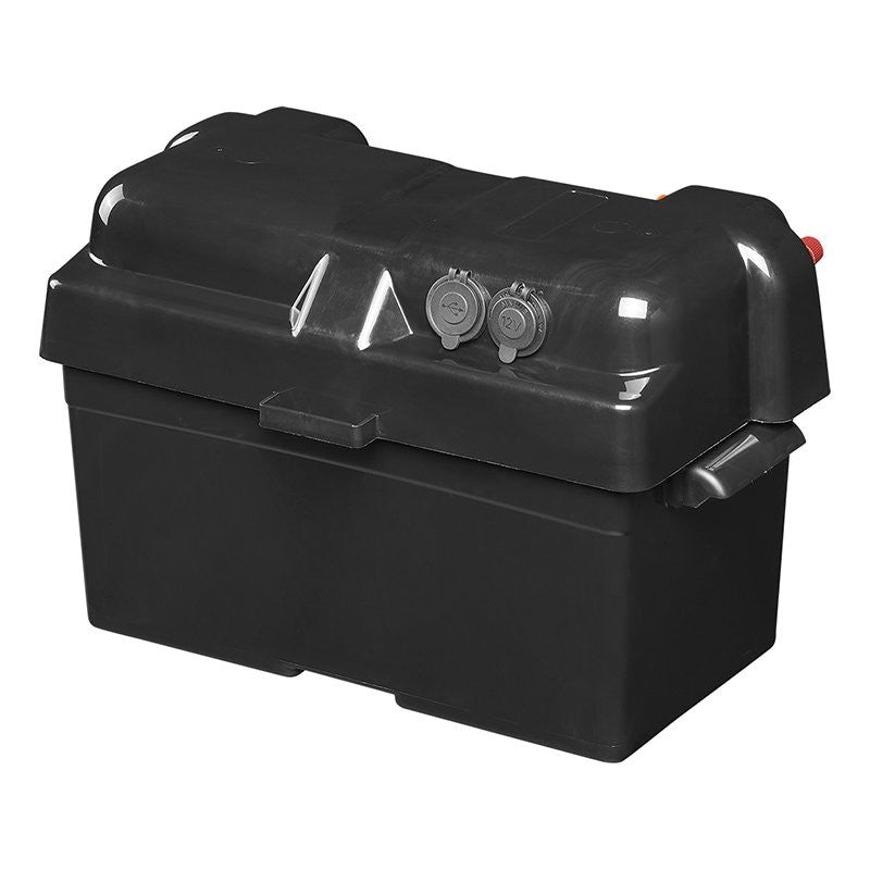 Boîte à batterie 35x18x20cm 2x USB - 1x prise 12V - Voltmètre