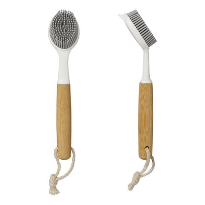 Brosse à vaisselle silicone 24,5 cm Ø7 cm x 5 cm bambou