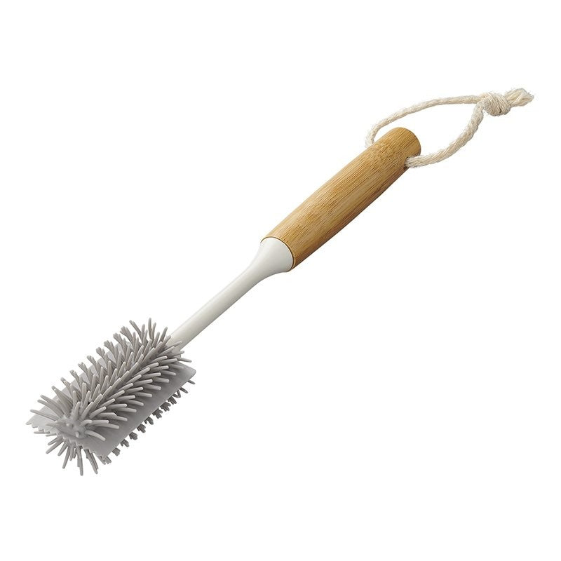 Brosse à bouteille silicone 31,5 cm Ø5 cm x 7,5 cm bambou