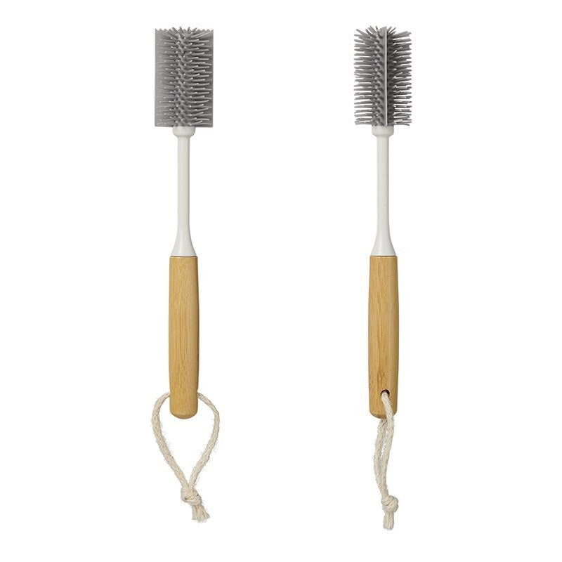 Brosse à bouteille silicone 31,5 cm Ø5 cm x 7,5 cm bambou