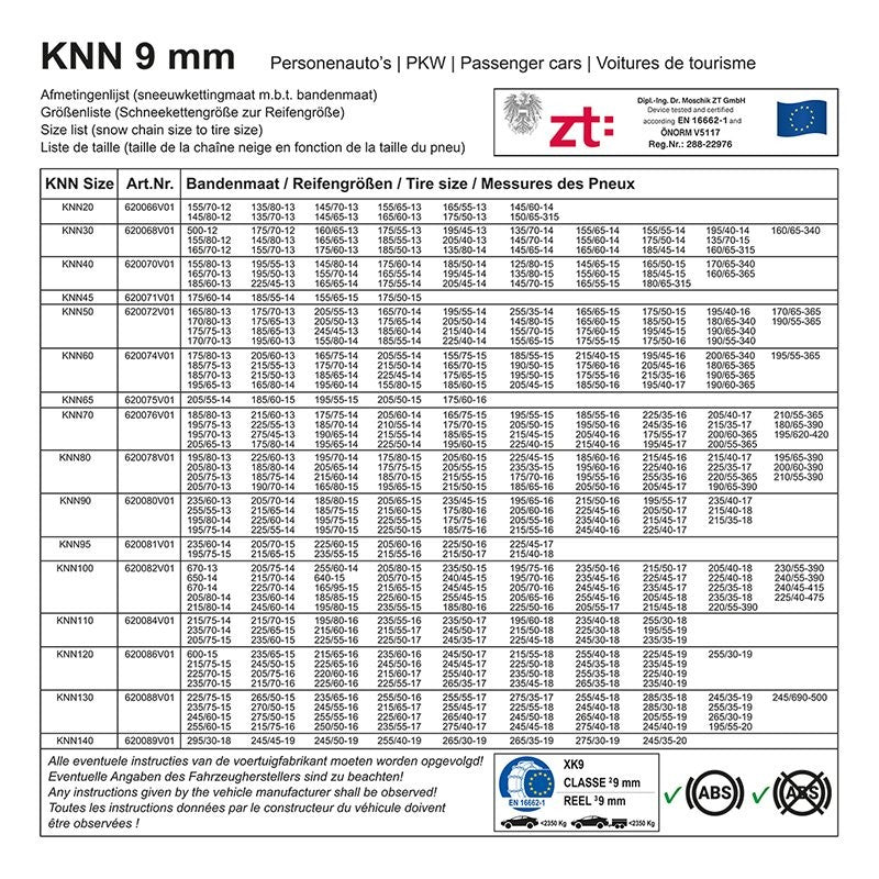 Chaînes à neige 9mm KNN130