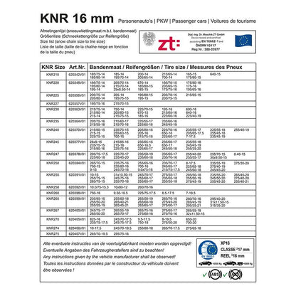 Chaînes à neige 16mm KNR220