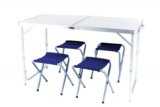 Table pliante en alu avec 4 tabourets de camping CAO