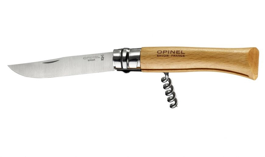 Couteau Opinel n°10 avec tire-bouchon et manche hêtre