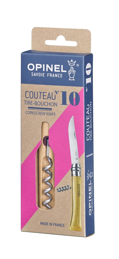 Couteau Opinel n°10 avec tire-bouchon et manche hêtre