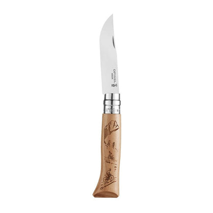 Couteau Opinel n° 8 lame en inox et manche gravé vélos