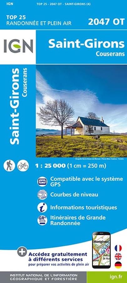 Carte IGN saint girons couserans 2047OT série Top 25