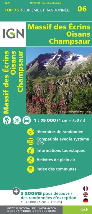 Carte tourisme Oisans Champsaur IGN Top 75