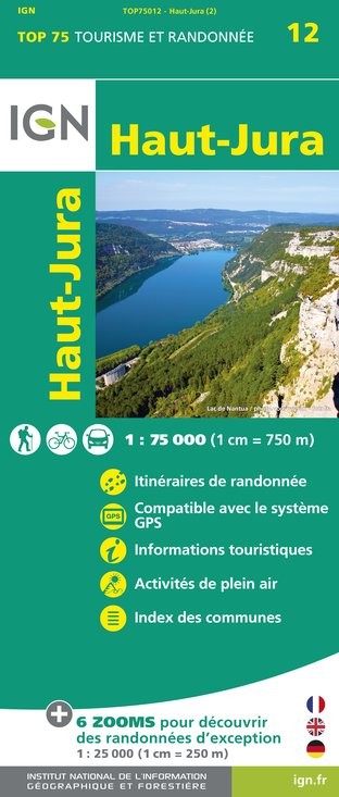 Carte tourisme Haut-Jura IGN Top 75