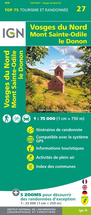 Carte tourisme Vosges du Nord IGN Top 75