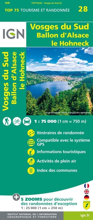 Carte tourisme Vosges du Sud IGN Top 75