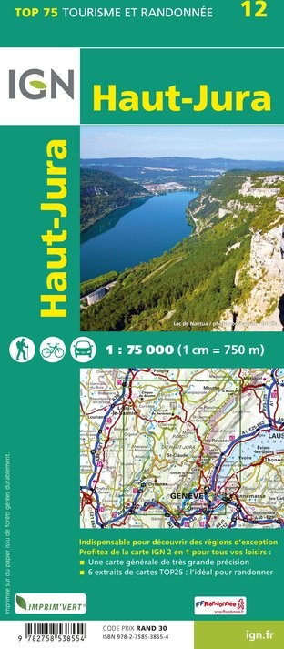 Carte tourisme Haut-Jura IGN Top 75