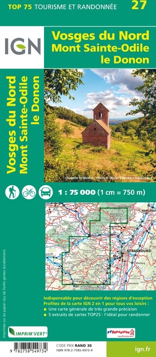 Carte tourisme Vosges du Nord IGN Top 75