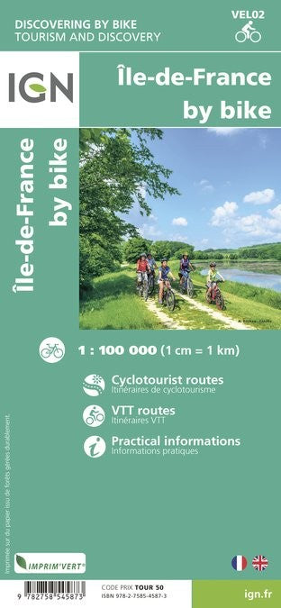 Carte vélo L'Ile de France à vélo IGN cyclotourisme