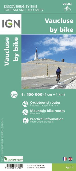 Carte vélo Vaucluse à Vélo IGN cyclotourisme