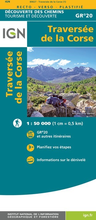 GR20 | Carte randonnée traversée de la Corse  IGN