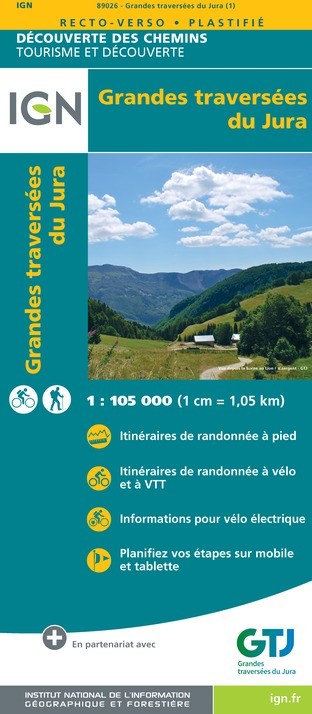 Carte randonnée chemin de Grandes traversées du Jura IGN