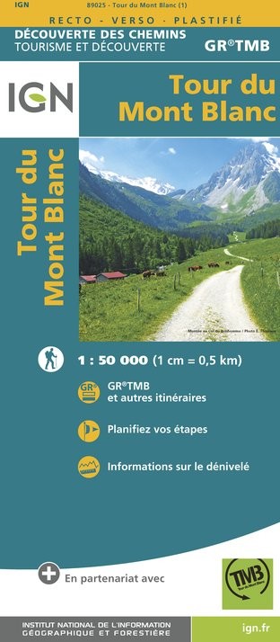 GRTMB | Carte randonnée chemin de Tour du Mont Blanc IGN