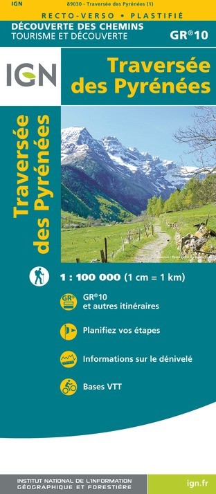 GR10 | Carte randonnée chemin de La traversée des Pyrénées IGN