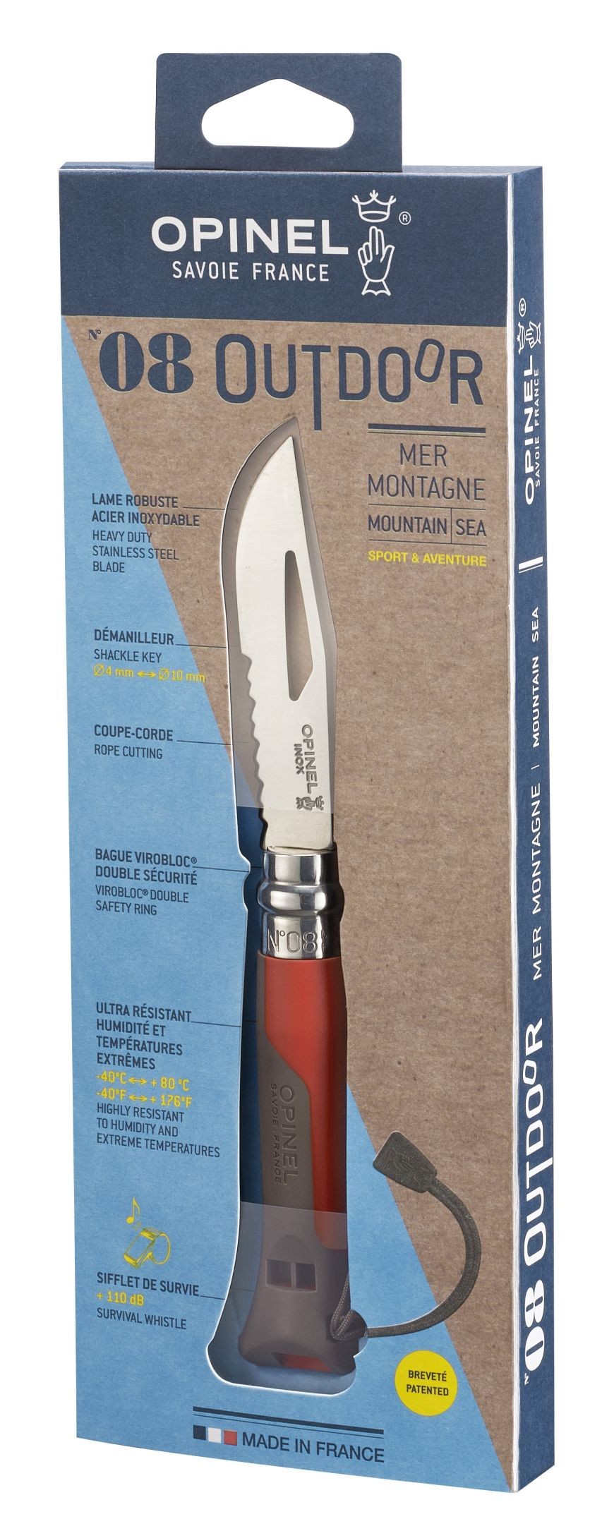 Opinel outdoor n° 8 avec manche terre/rouge