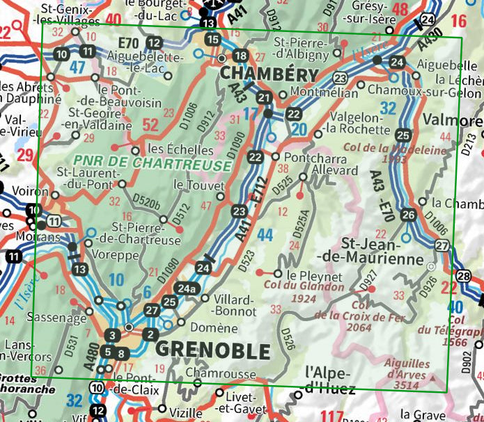 Carte tourisme Chartreuse Belledonne IGN Top 75