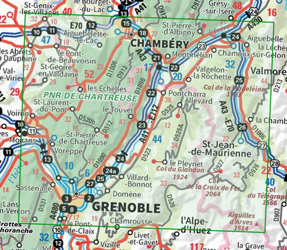 Carte tourisme Chartreuse Belledonne IGN Top 75