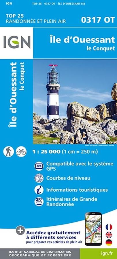 Carte IGN Ile ouessant le conquet 0317OT série Top 25