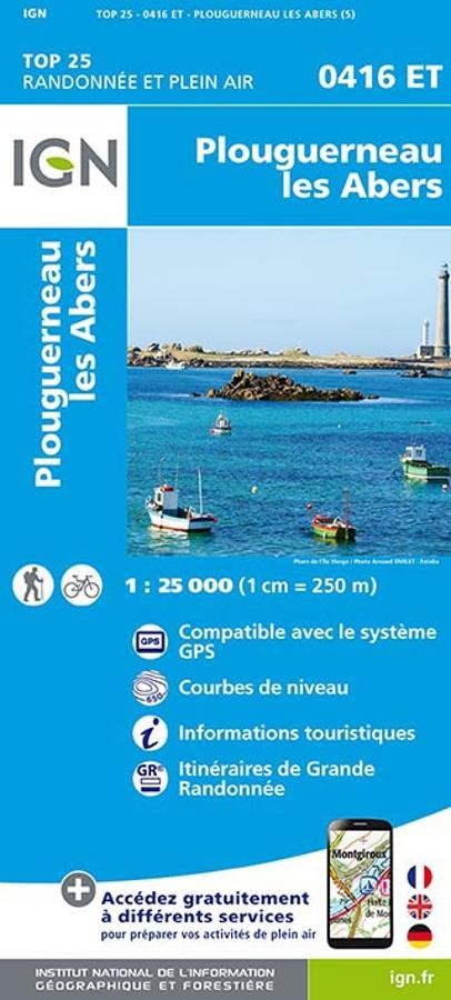 Carte IGN plouguerneau les abers 0416ET série Top 25